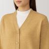 MUJI Washable Wool Size BA1P5A4A Women's Mid-Gauge V-Neck Cardigan, Yellow, XS,