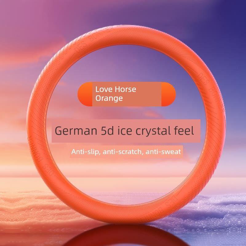 

Car Steering Wheel Cover, Anti-Slip Silicone Protective Handle Cover for Car Interior, Universal for All Seasons, Ultra-Thin Car Interior Decoration Emma Orange [5D Ice Crystal Silicone] Single Pack