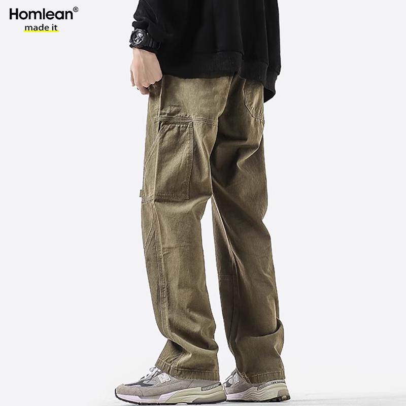 Homlean Men's American Style Cotton Loose Cargo Pants HS60