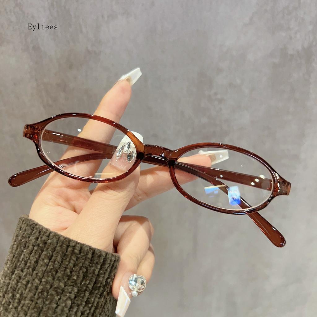 Damen Retro Ovale Brille Y2K Japanische und Koreanische Mädchen Roter Grüner Rahmen Glas Brillen Dekorativ Computer Blaulichtfilterbrille