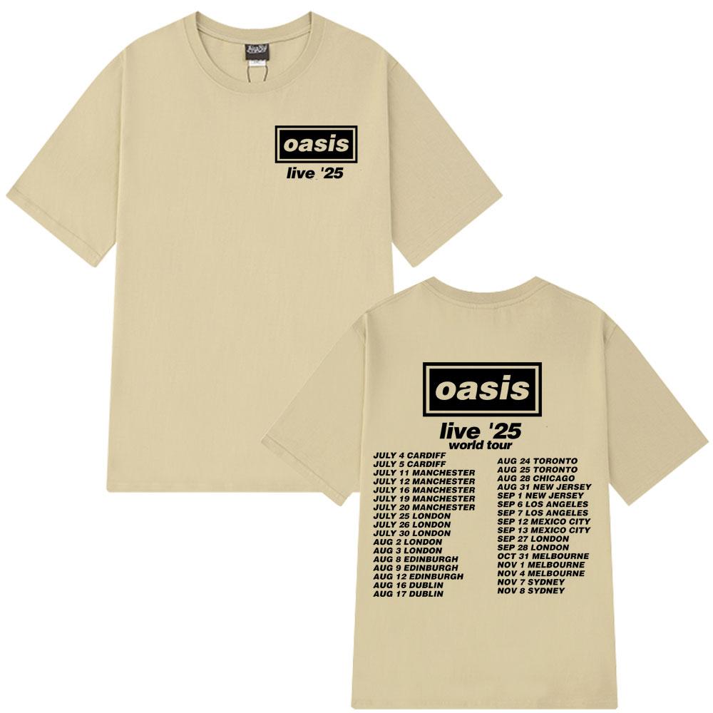British Rock Band O-Oasis Live 25 Tour T Shirt Men Women Gothic Vintage Oversized T-shirt Men Women Cotton Short Sleeve T-shirts
