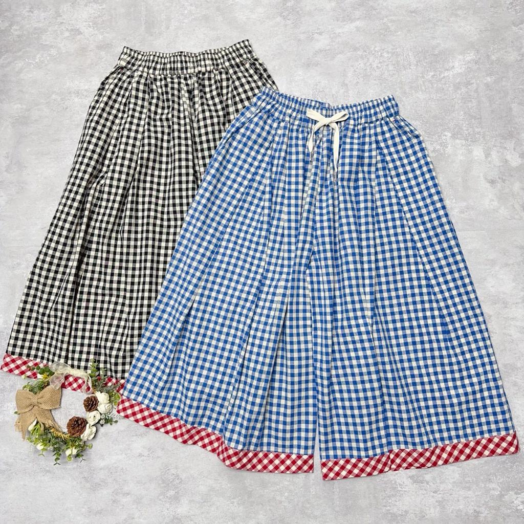 Johnature Japanese Elasticated Waist Plaid Pants Sweet Loose Summer Thin Casual Women Pants