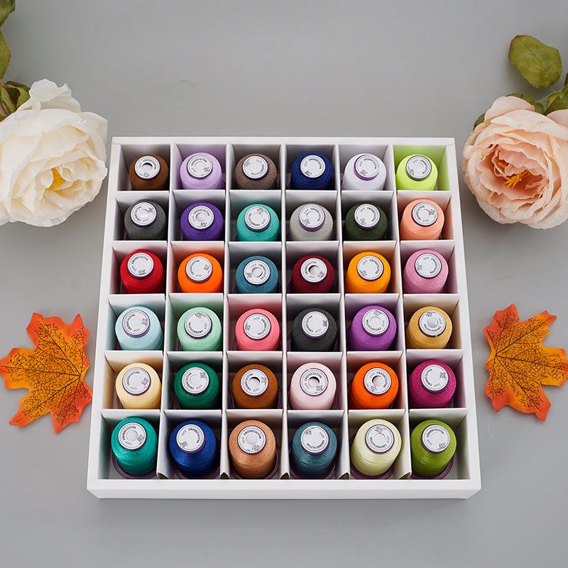 Бытовая цветная ручная вышивальная нить Компьютерная вышивальная нить 36 цветов 120D высокояркий полиэстеровый набор вышивальных нитей 550 ярдов