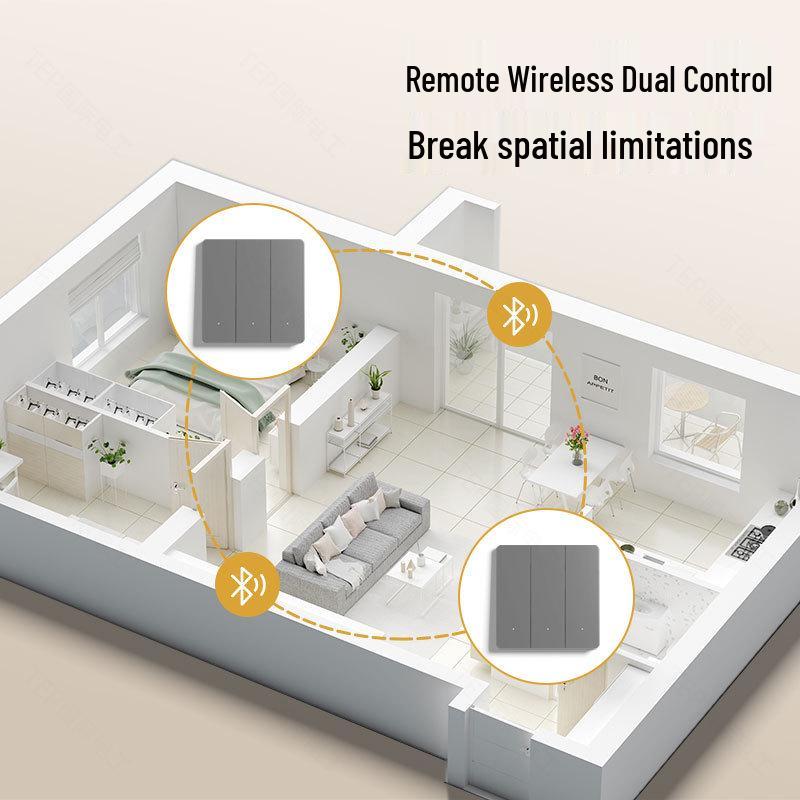 86-Type Smart Concealed Switch Socket, Gray Panel, Compatible with Mijia Mesh 2.0 Voice Control.