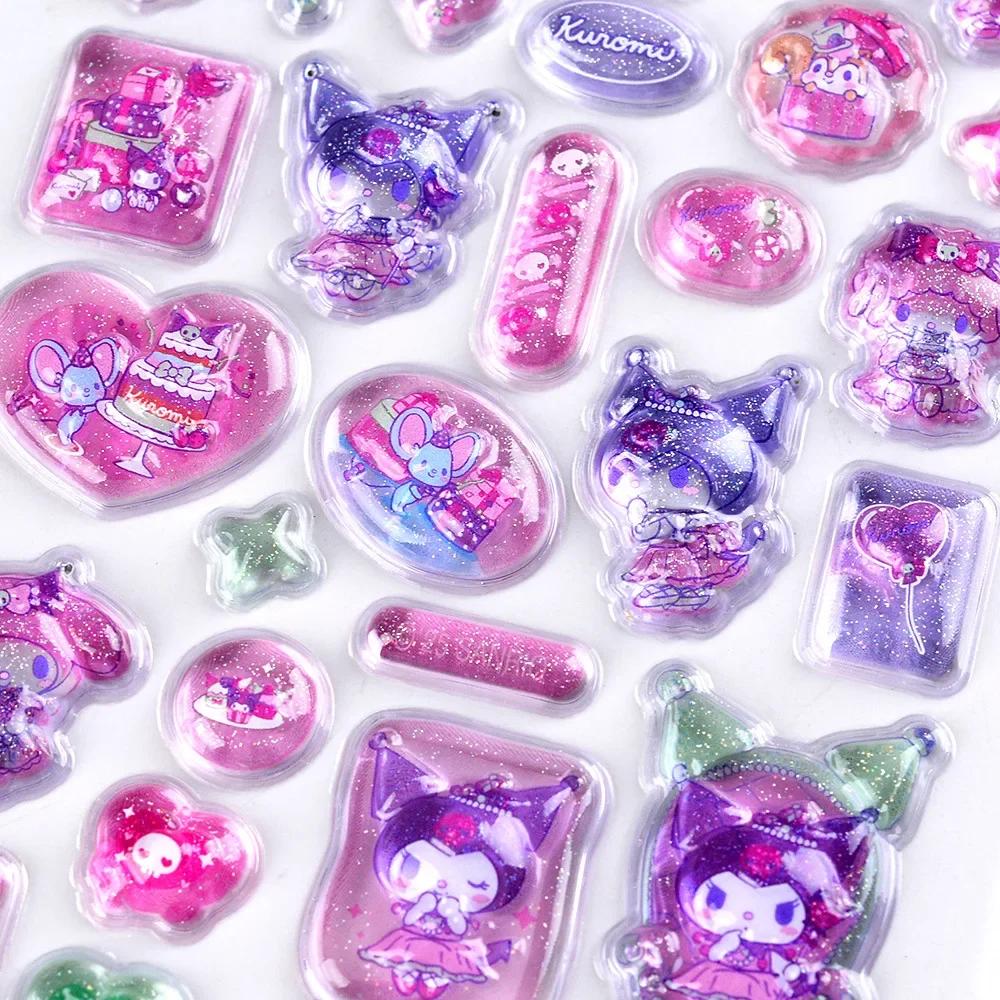 Jelly Sticker Toy DIY Crystal Decoration 3D Sticker Sanrio Hellokitty Black Beauty Melody Animation Theme Children’s Art Craft