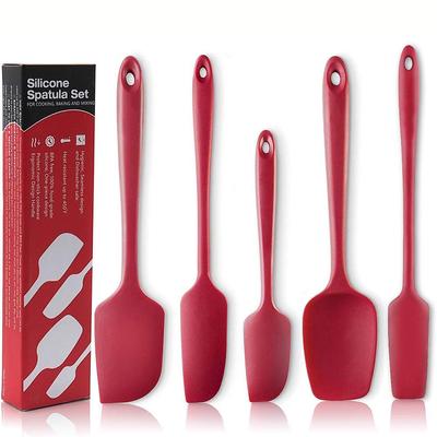 Set de spatule din silicon, 5 piese, lingură de copt rezistentă la căldură, spatulă, design dintr-o singură bucată, fără sudură, ușor de curățat