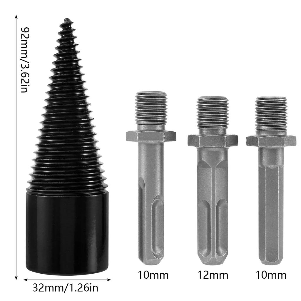 Wood Splitting Drill Bit High Carbon Steel Firewood Log Splitter Drill Bit Wood Punch Cone Driver Drill Bit Woodworking Tool