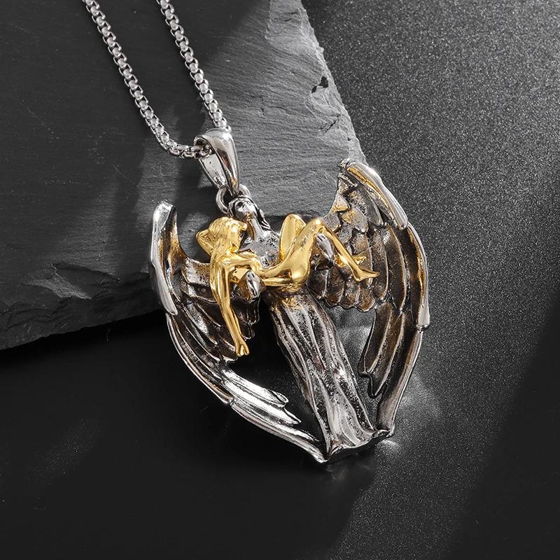 Nuova Moda Angelo Custode Ali Angelo Ciondolo Preghiera Salvezza Angelo Collana Uomo Donna Tendenza Gioielli Regalo Anniversario