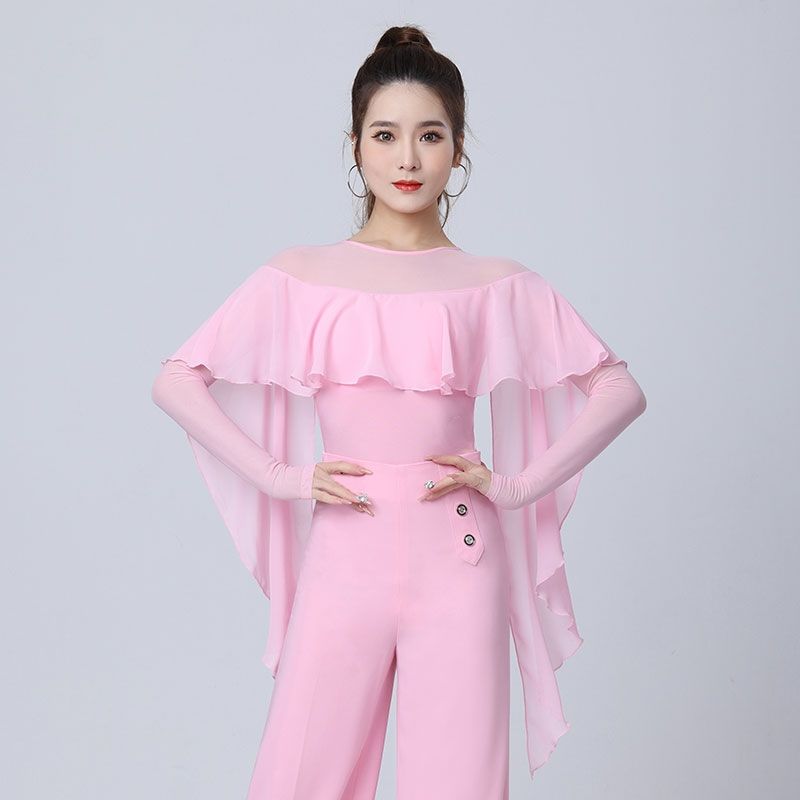 Ele Classical Dance Suit Women's Waltz One-Piece  Crystal Me Splice Faion Modern Dance Top Polyester Fiber