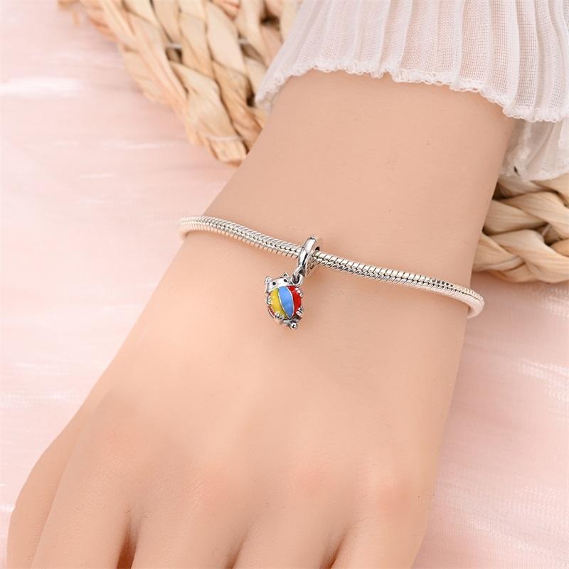 Beautiful Copper Pet Cat Charms Fit Original Bracelets & Necklaces Kitten Playing With Ball Charm Fine Jewelry Making