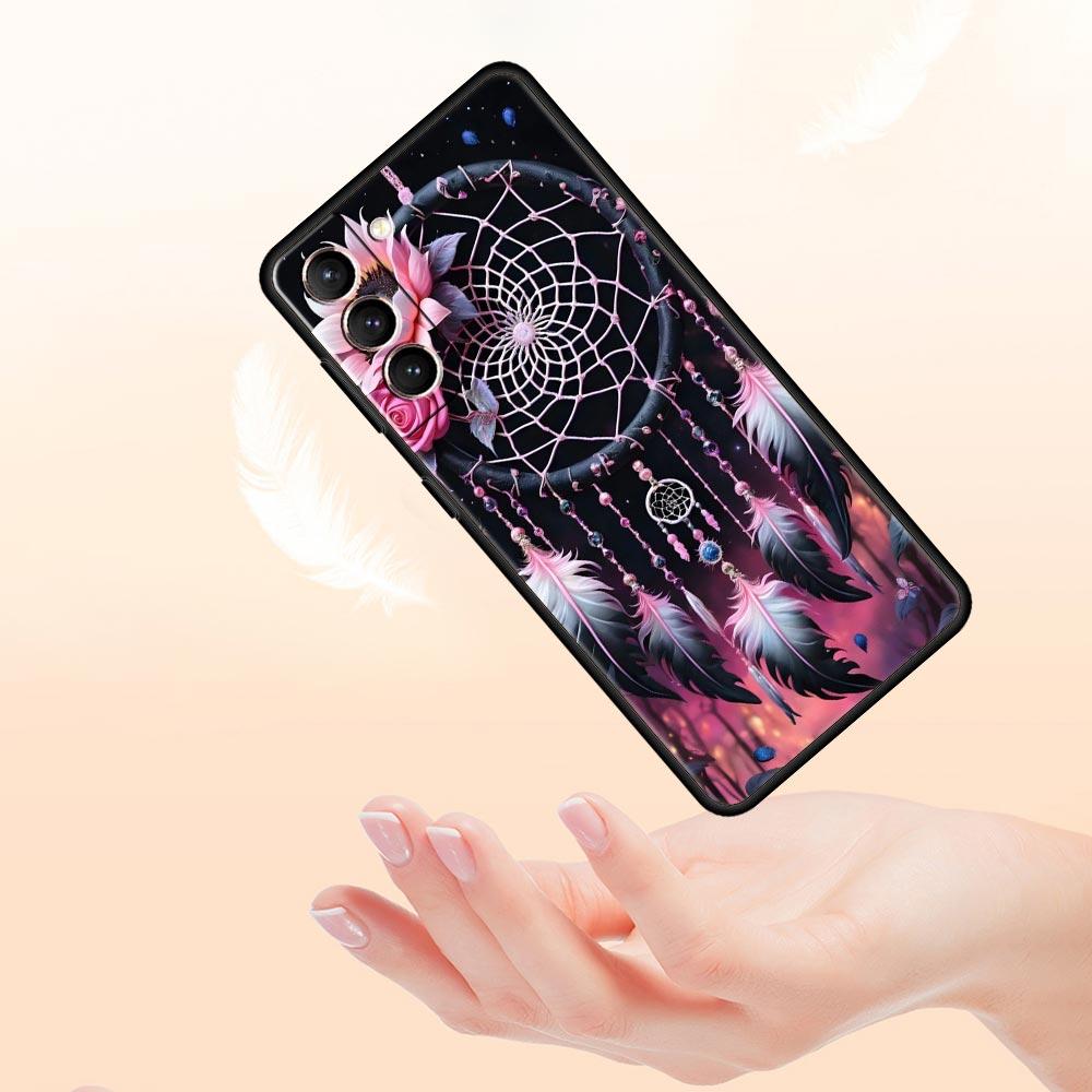 Cute Mandala Dreamcatcher Phone Case For Samsung Galaxy S26 Ultra S25 Plus S24 FE S23 S22 5G S21 S20 Cover Black Soft