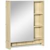 Wall Bathroom Cabinet with Mirror Adjustable Shelves and Towel Rail Compact Design for Sink or Toilet 60x15x70 Cm Oak