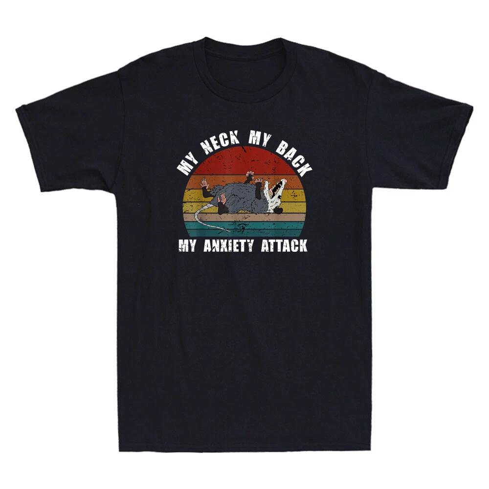 My Neck My Back My Anxiety Attack Opossum Sunset Retro Men Short Sleeve T-Shirt M