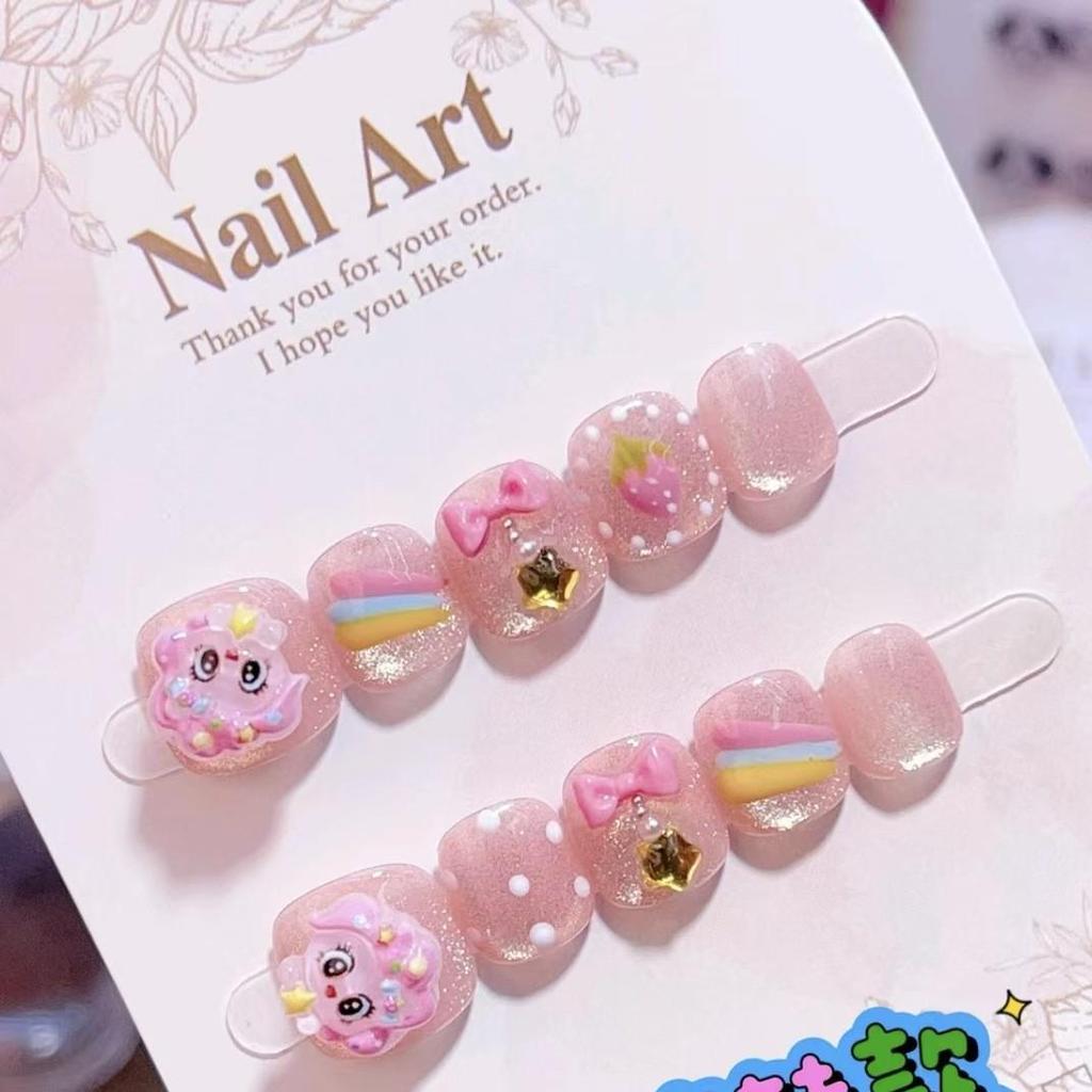 Kids' 3D Bow Little Pony Handmade Wearable Nail Stickers