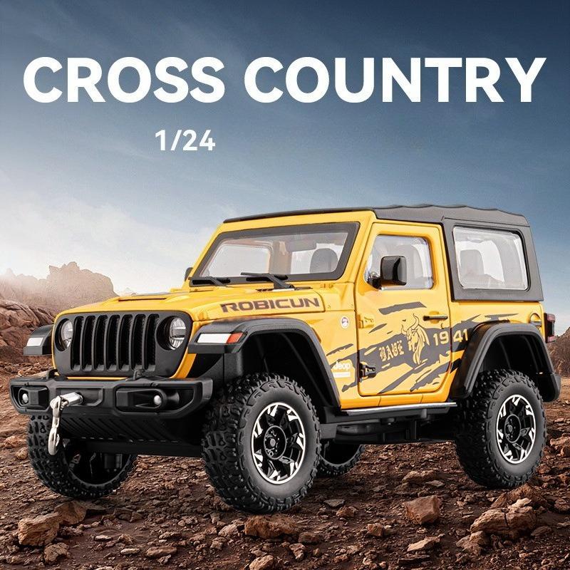 Simulation 1:24 Jeep Wrangler Metal Off Road Vehicle Model Hook Stretch Disassembly Top Canopy Boy Car Toy Gift Miniature