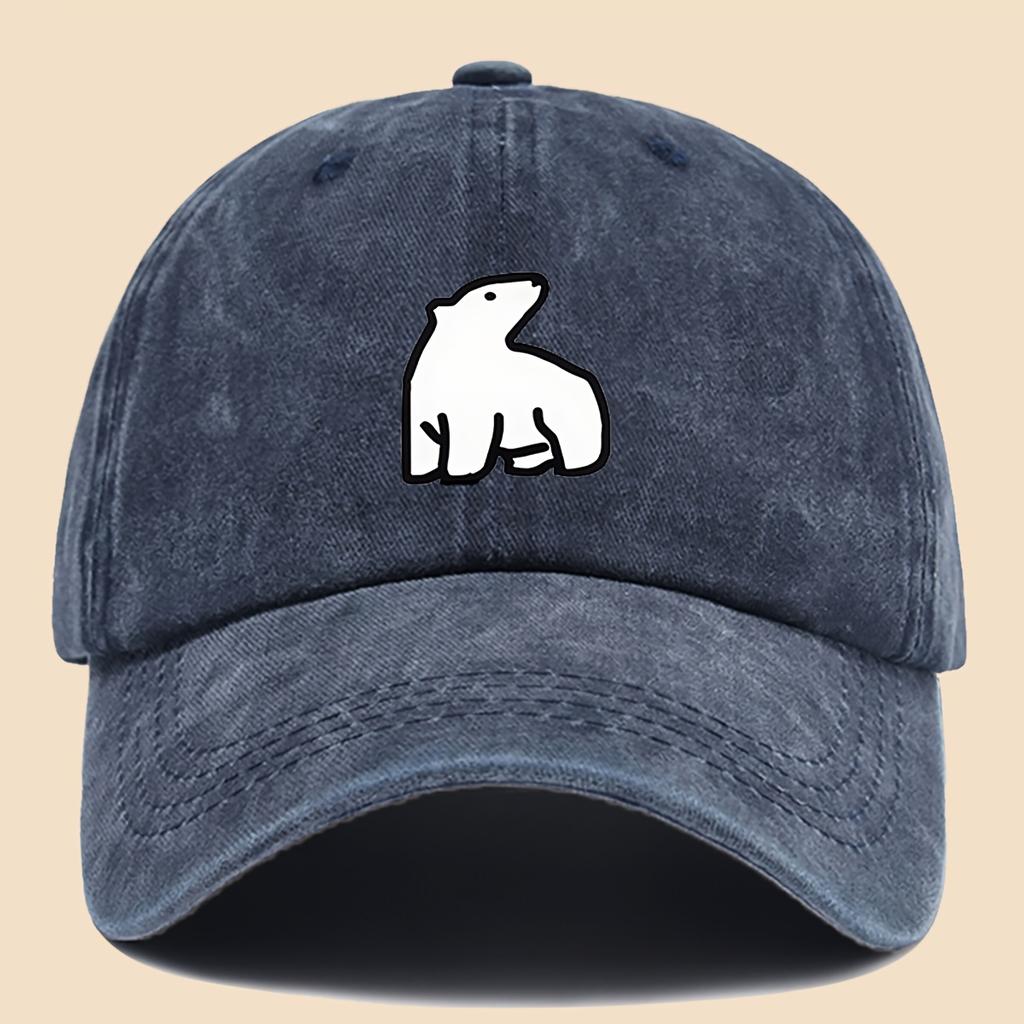 Cute polar bear printed baseball cap for men and women, fashionable and versatile for outdoor travel