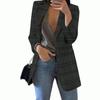 New Fashionable Women Casual Slim Fit Lapel Plaid Cardigan Suit Jacket