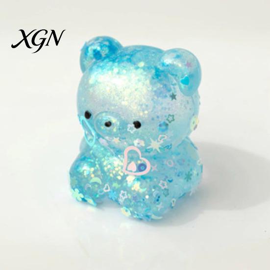 Mini Stress Toy Glitter Bear Squeeze Relief Clear Sugar Office Desk Ball Sensory Soft Slow Rising Decompression Fidget