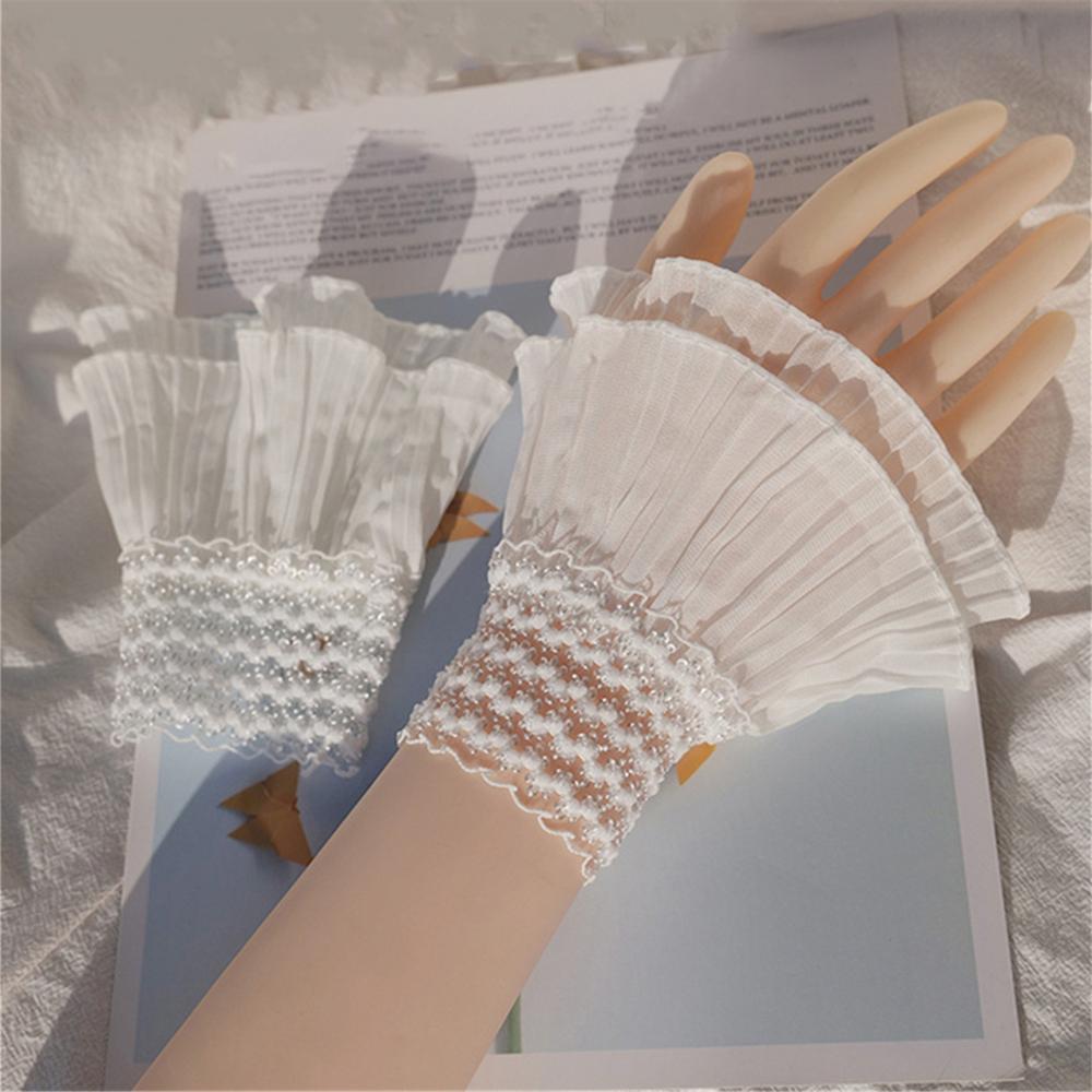 1 para Damskie Mankietów na Nadgarstek Odpinane Koronkowe Falbanki Zimowe Jesienne Bluza z Kapturem Sweter Bluza z Kapturem Fałszywe Rękawy Tiul