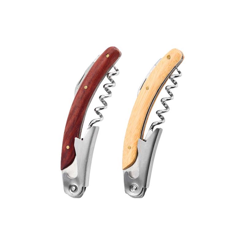 5-Piece Stainless Steel Pear Wood Seahorse Wine Opener Set