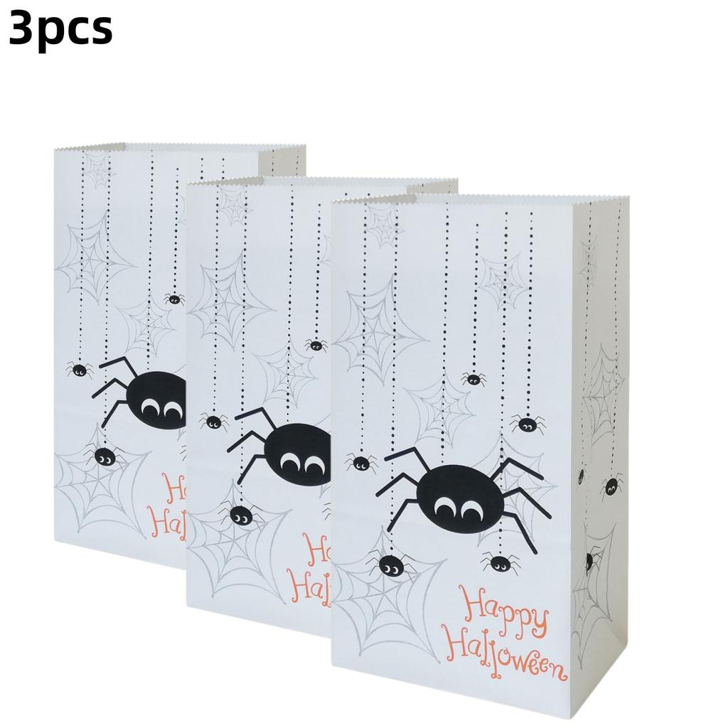 3 Stück Halloween Geschenktüten Kürbis Geist Spinne Party Süßigkeitstüten Backen Kekse Schokolade Kraftpapier Verpackungsbeutel Geschenkaufbewahrung B