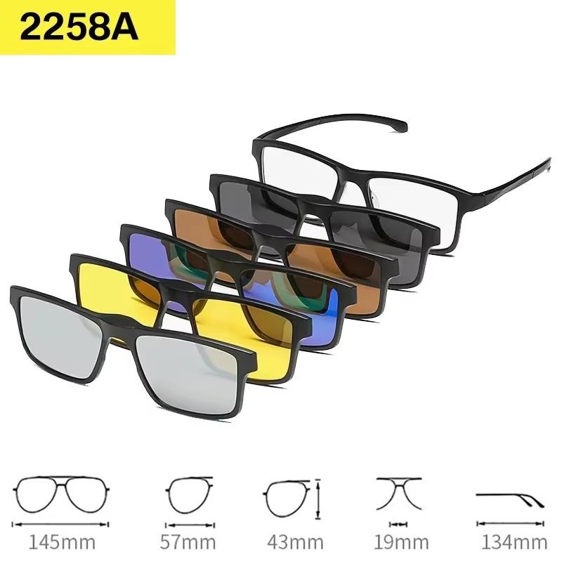 6 In 1 Myopia Magnetic Sunglasses Men Polarized Clip On Women Small Square Glases Ultra-Light Night Vision Eyewear -1.0 TO -6.0