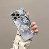 Stylish White Floral Electroplated Tempered Glass Phone Case For iPhone 17 16 15 14 13 12 11 Pro Max Plus 16E 17 Air Tpu Cover