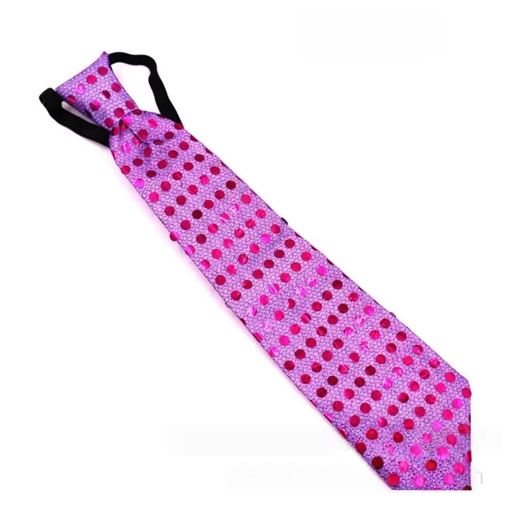 Dot Print LED Luminous Tie Battery Powered Colorful Sequins Glowing Tie Lightweight Unique Men Women Necktie Party Accessories