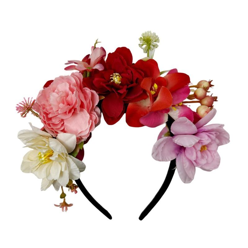 New simulation fabric orchid head buckle bridal wedding rose headband light luxury double row fake flower headgear