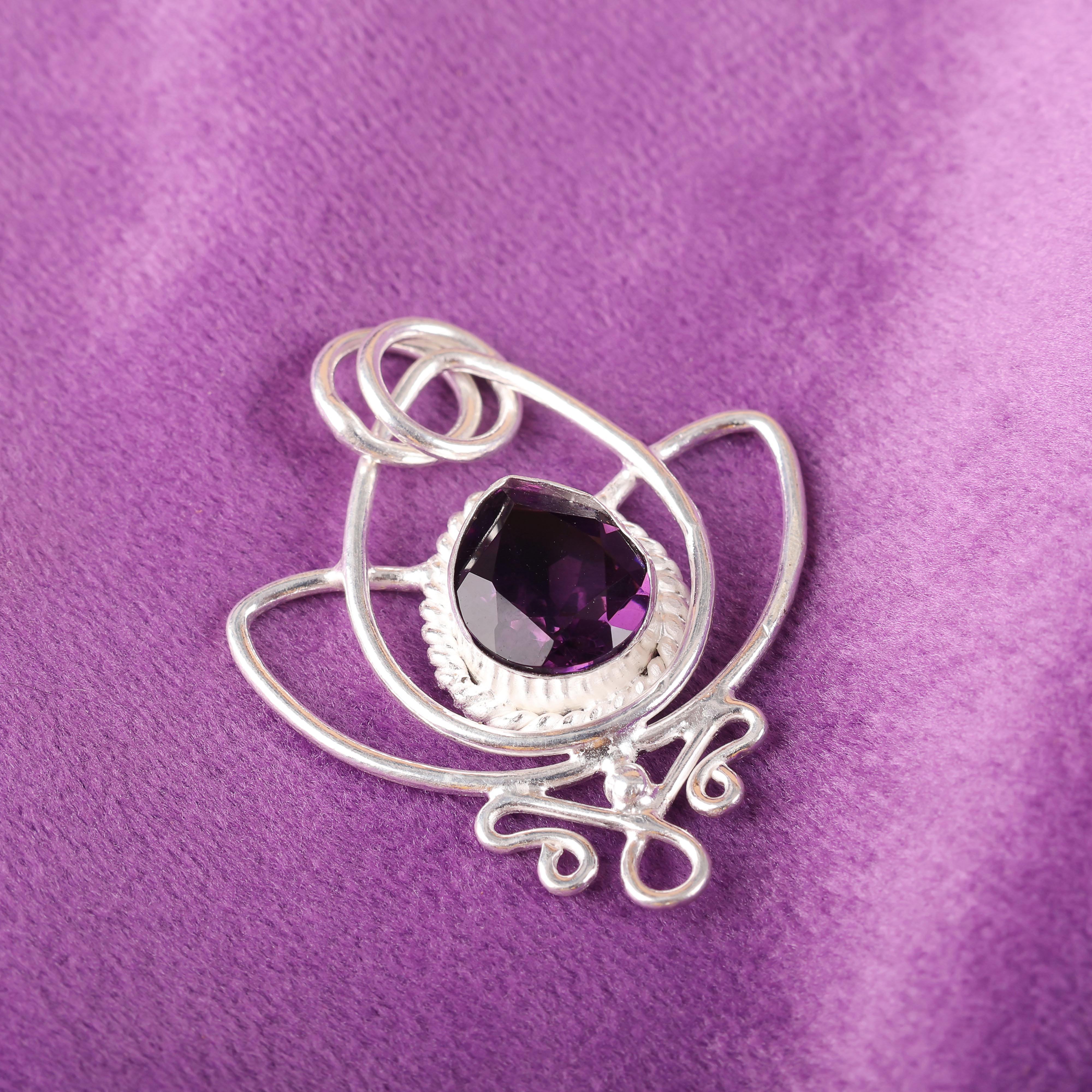

Подвеска с аметистом, ювелирные изделия из драгоценных камней, подвеска из цельного серебра 925 пробы, подарок для женщин, подвеска ручной работы 1.44 Inches фиолетовый