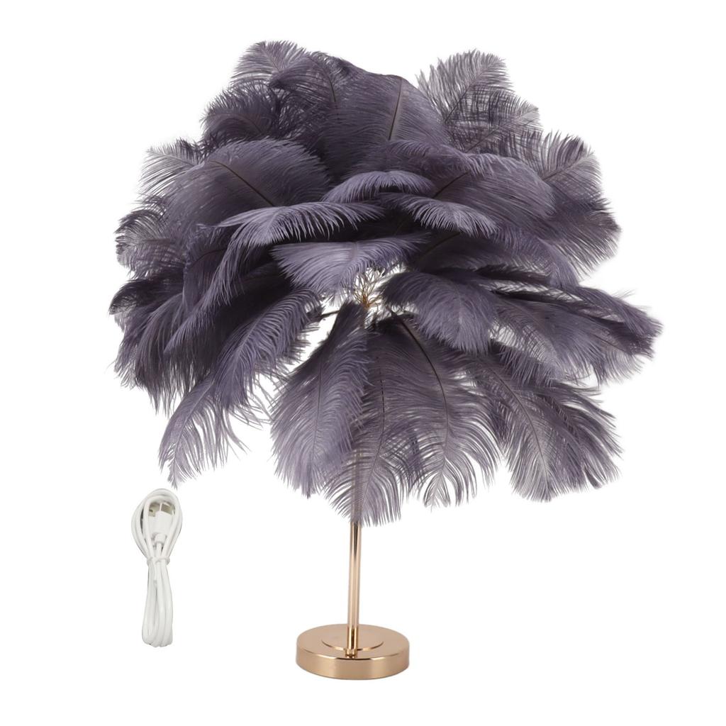 Feather Table Lamp 3 Color Dimmable Touch Switch USB Plug In Romantic Modern Decorative Bedside