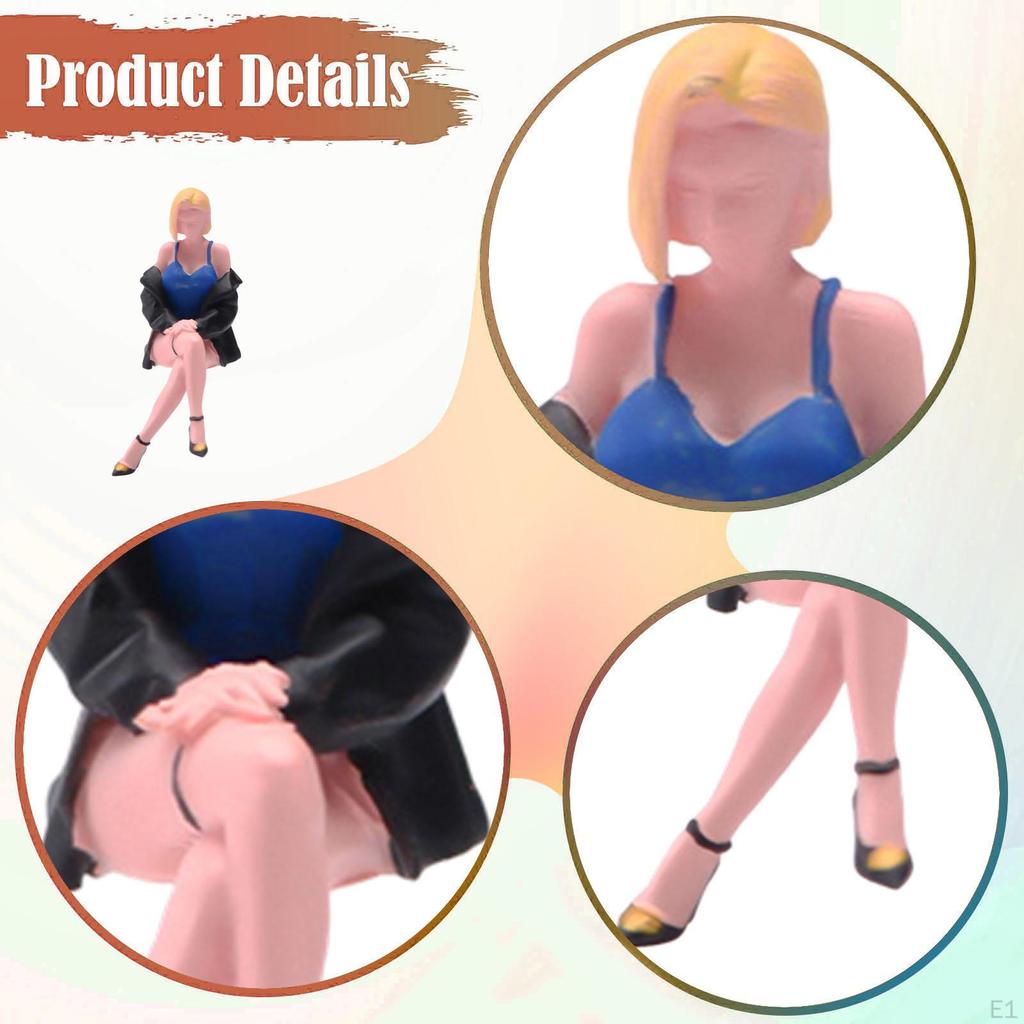 1/64 Diorama Figure Mini Women Painted Collectible Resin People Model Seated Female for