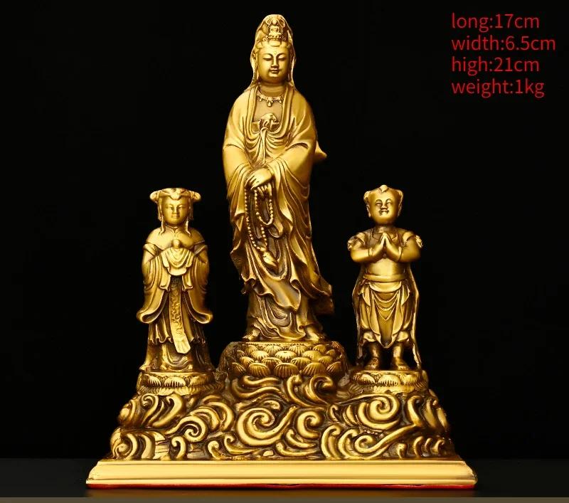 

Feng Shui Copper Guanyin Bodhisattva Ornaments Golden Girls Boys Household Statues