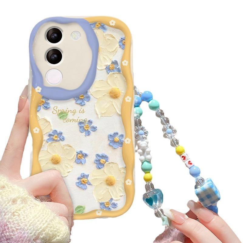 Suitable for Huawei Mate60pro Mobile Phone Case P50 Full Screen Oil Painting Flower Chain Honor 100/90 Transparent Silicone