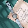 Women's Crocodile Pattern Leather Quartz Watch with Inner Shadow Numerals