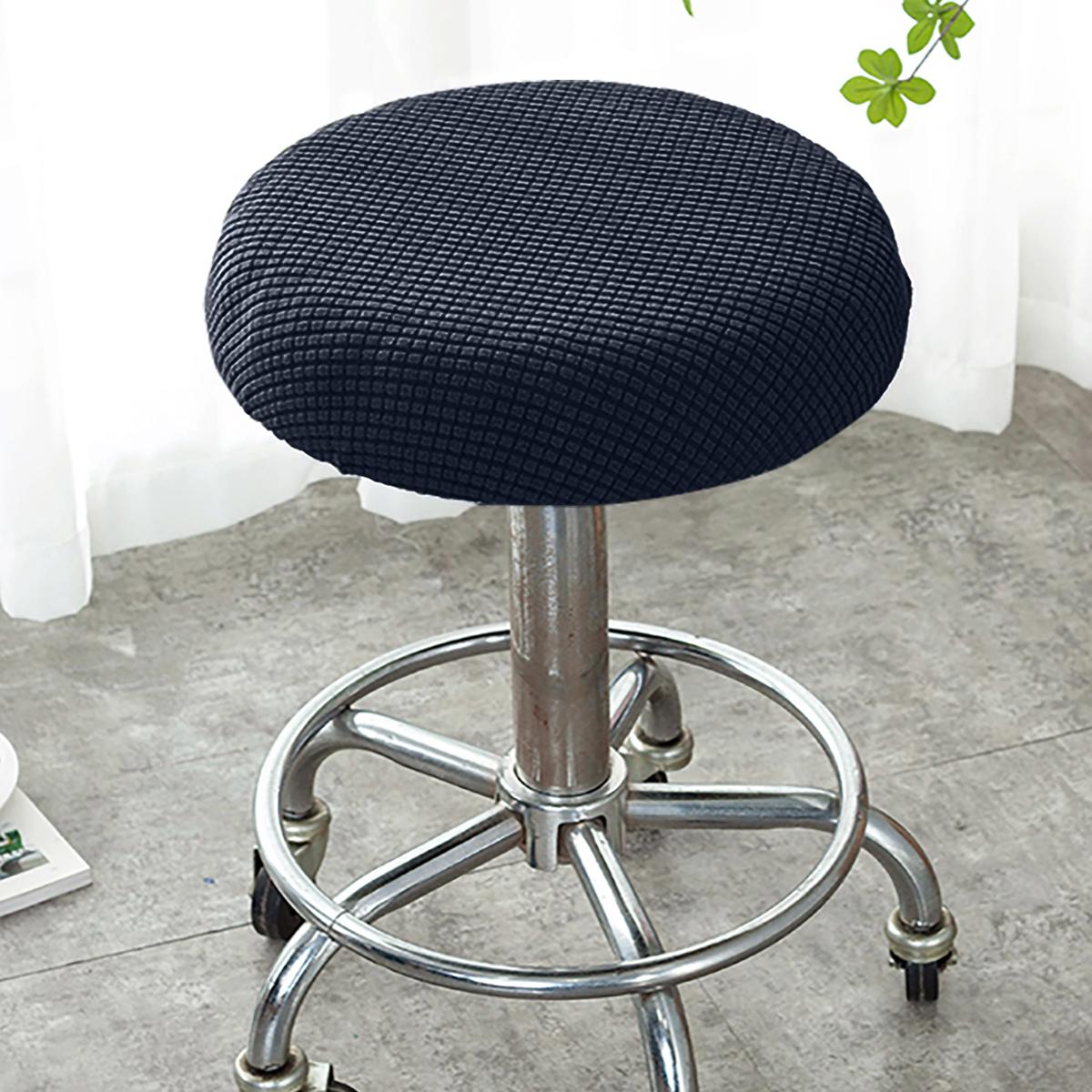 

1PC solid color fleece fabric elastic round stool cover, suitable for restaurant and el decoration 1PC