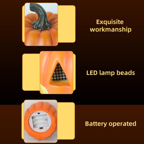 Halloween Pumpkin Lantern Resin Light Up Pumpkin/Skull Figurine LED Pumpkin Lamp