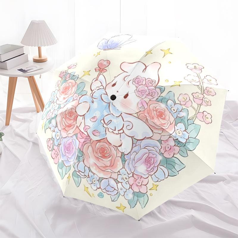 

1pc Beautiful Bunny Automatic Opening and Closing Umbrella - Lightweight 3-Fold Design, Suitable for Fans, Travel, Daily Use, Interesting Shape,