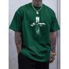 Men's Summer 100 Cotton Fashionable Casual Loose Plus Size Retro Cross Print Sports Round Neck Short Sleeved T-shirt Top
