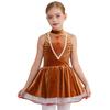 Mädchen Lebkuchen Kostüm Weihnachtsplätzchen Cosplay Ärmellos Hohler Rücken Samt Tutu Kleid Tanzbody Jumpsuit