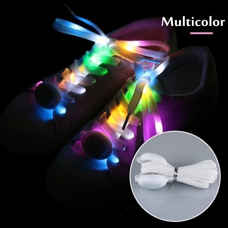 Fashion Shine LED 8 Color Change Luminescent Shoelace Strap Night Light Club Party Luminous Shoelace