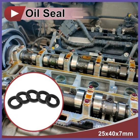 Rotary Shaft Seal Oil Seal Nitrile 70 Durometer Rubber 25x40x7mm Black 5 Pcs New