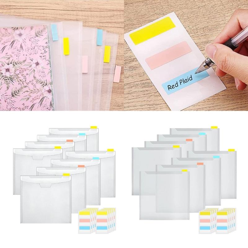 10Pcs Scrapbook Paper Storage Organizers Clear Scrapbook Paper Organizers with Sticky Indexes Tabs Holds Scrapbook Paper