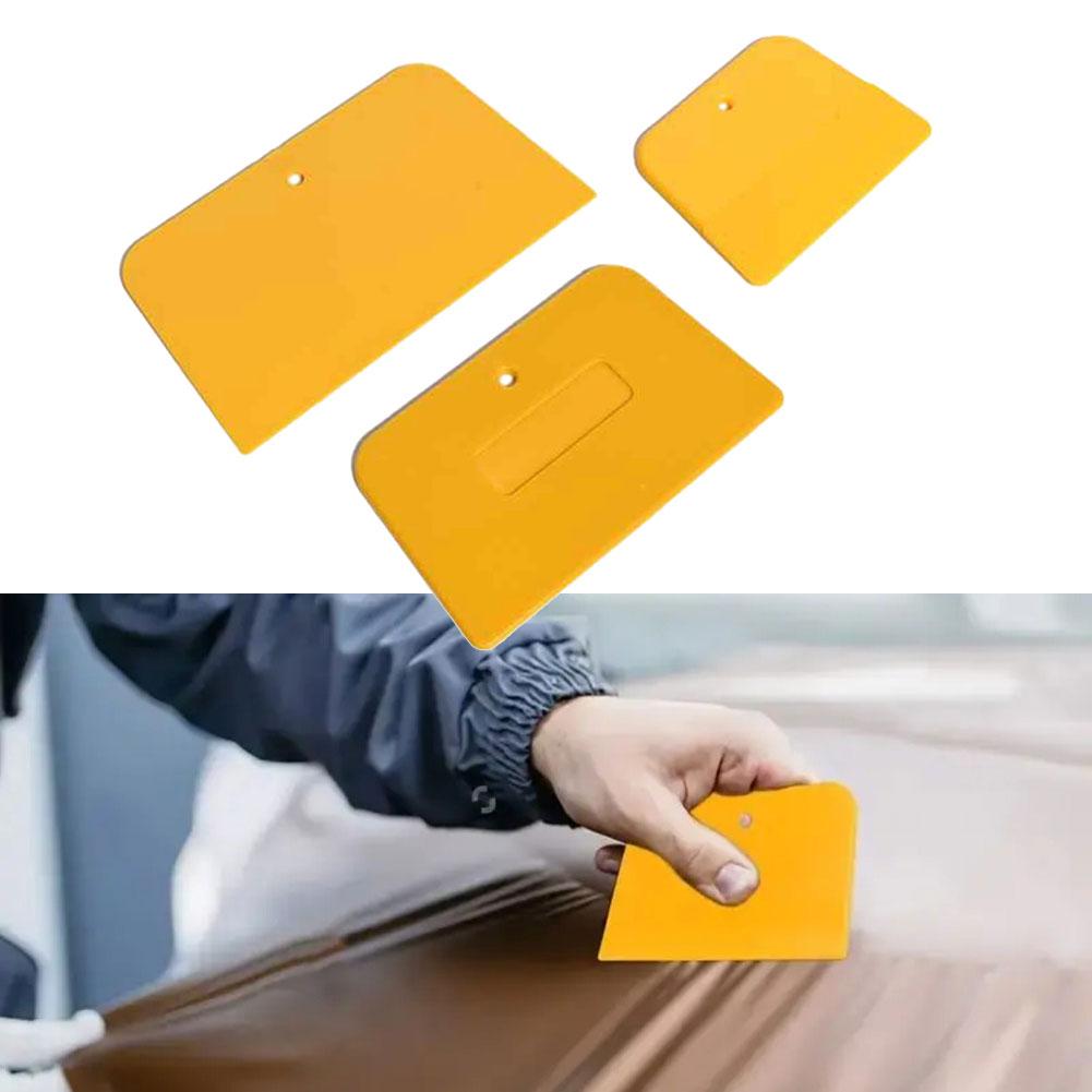 3Pcs Plastic Film Scraper Remove Air Bubbles Hard Soft Trapezoidal Plastic Scraper Automotive Bodywork Painting Putty Scraper