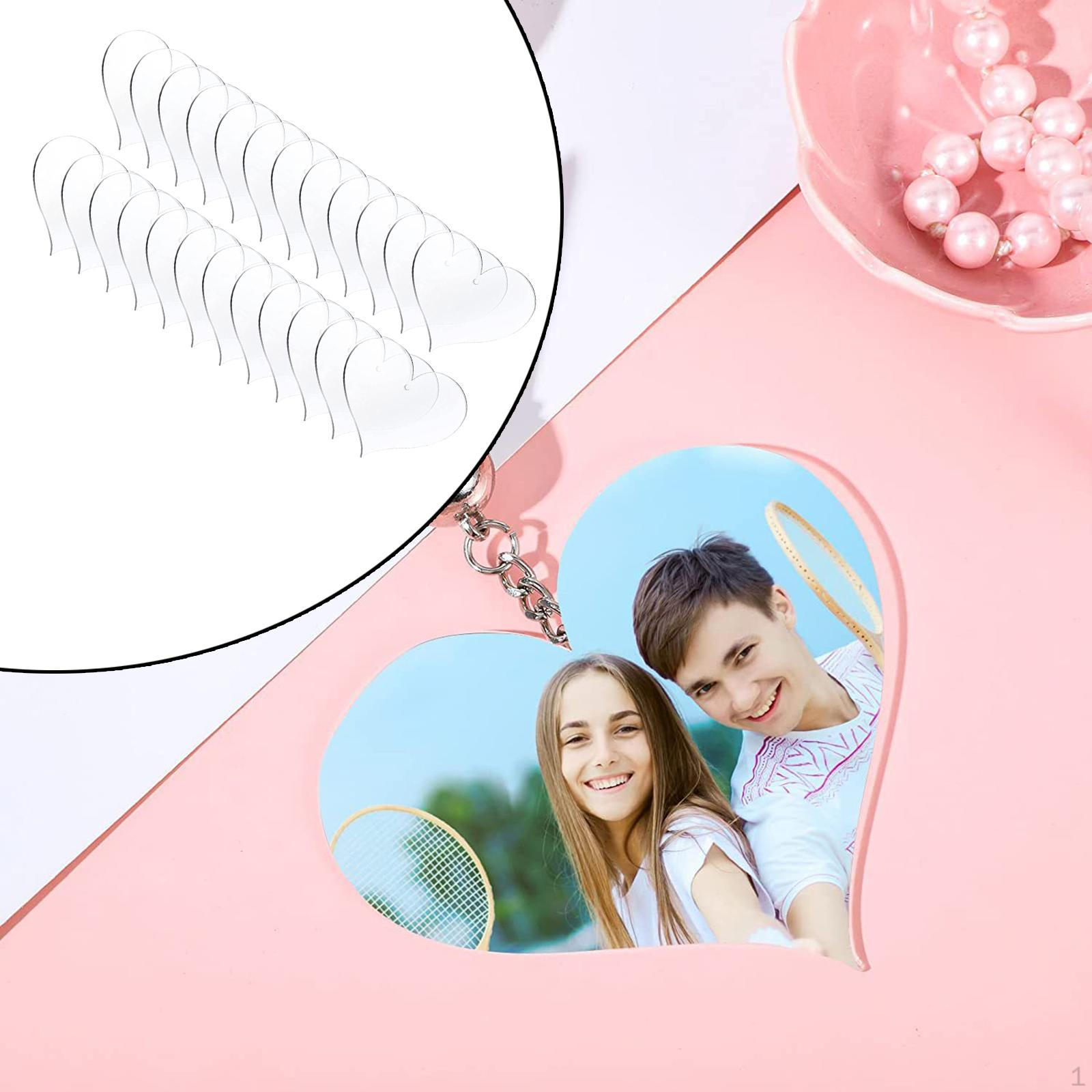 20 Pieces Heart Clear Acrylic Keychain Supplies for Key Chain Badges