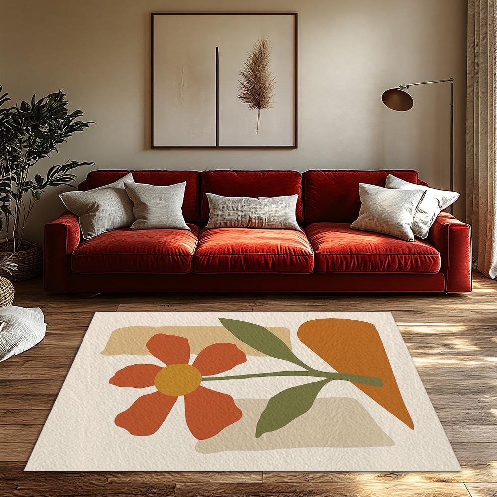 Boho Floral Area Rug Washable Non Slip Modern Abstract Home Decor Living Room Bedroom Mat Floor Carpet Stylish Accent