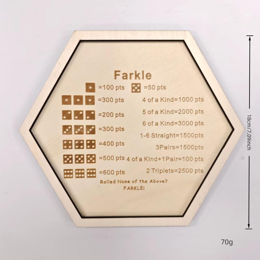 For Farkle Dice Tray Wooden Dice Trays Hexagon Dice Rolling Tray Felt Dice Holder for Dice Games Like RPG Other Table Games