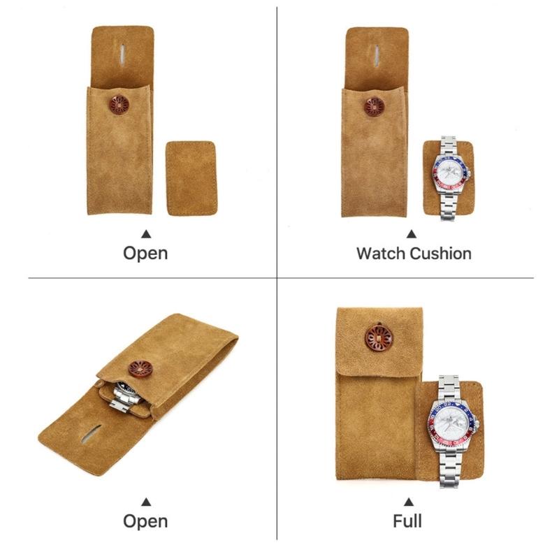 8 Colors Men Watch Box Watch Pouch Bag Organizer Box Easy Carry Travel Watch Storage Pouch Cowhides Velvets Jewelry Box