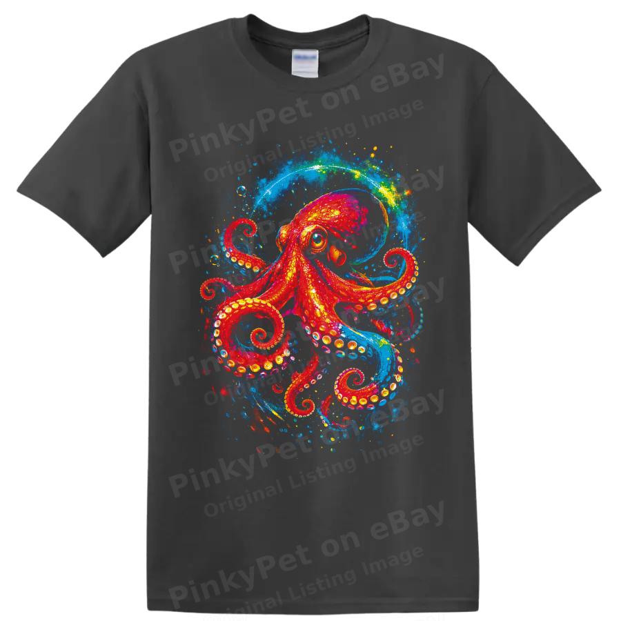 Octopus T Shirt Colorful Ocean Animal Splash Art Marine Life Graphic Tee Gift
