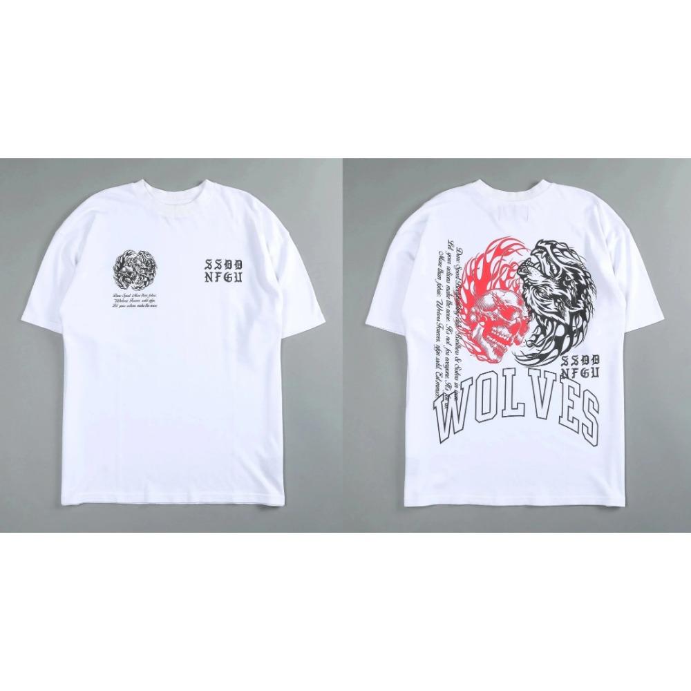 Darc Wolfskopf Lustiger Aufdruck Workout Fitnessstudio Fitness 100% Baumwolle Herren T-Shirt Kurzarm Lässiges T-Shirt Mode Sport Übergroße Y2k Oberteile